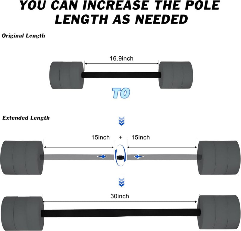 Aquatic Exercise Dumbbells - Water Resistance Fitness Barbells with 4 EVA Foam Weights | Ideal for Water Aerobics & Weight Loss