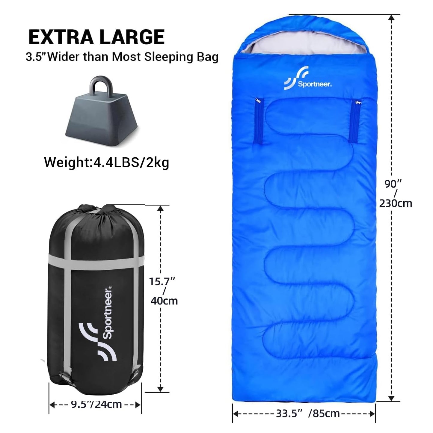 Sleeping Bag, Sportneer Wearable Extra Large Sleeping Bag with Arm Zipper Holes Adults Sleeping Bags Warm Weather Kids Sleeping Bag for Woman Youth Camping Hiking Backpacking Outdoor Travel