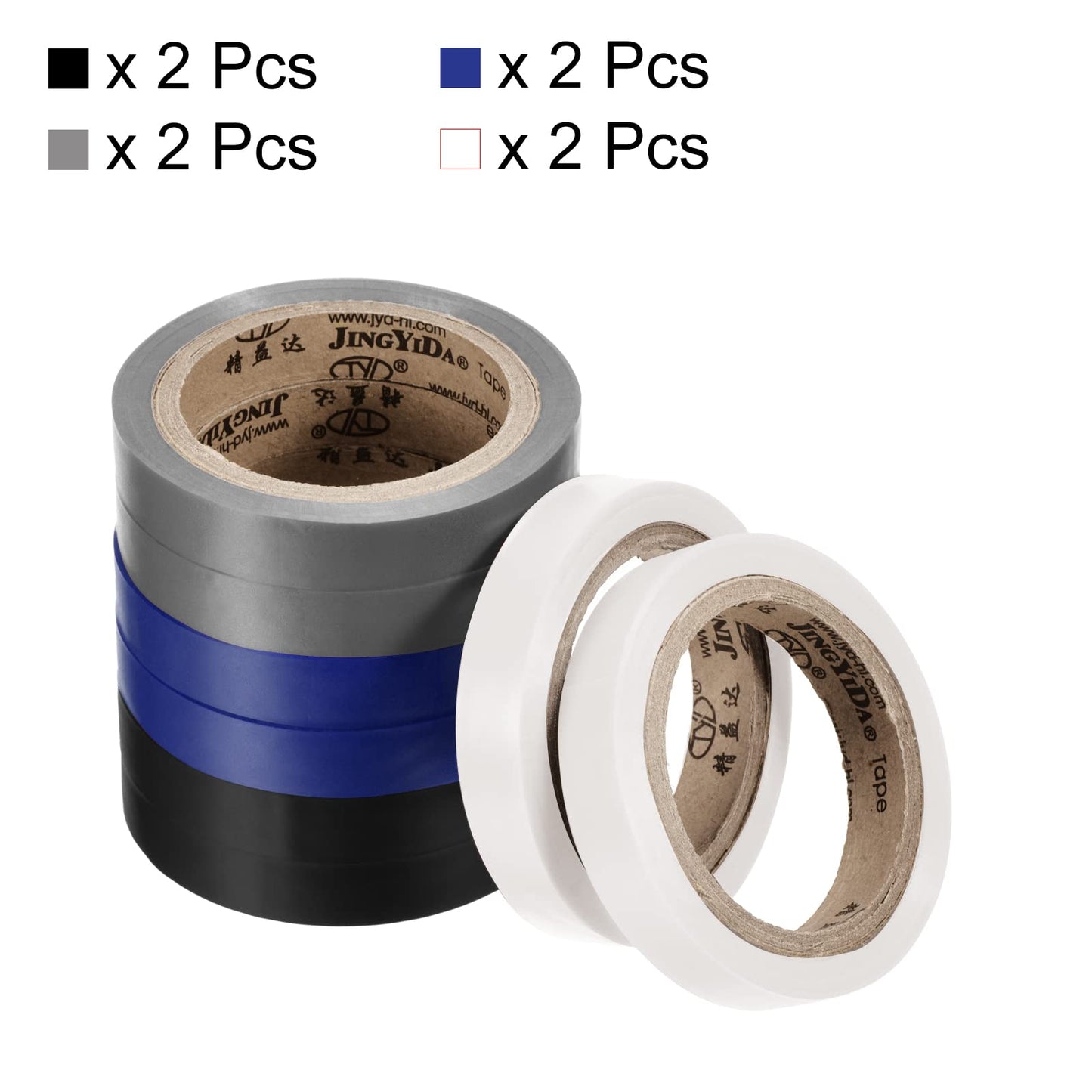 PATIKIL 26Ft Grip Finishing Tape, 8 Pack PVC Racquet Finishing Tapes Racket Accessories Sticky Seal for Tennis Badminton, Grey/Black/White/Blue