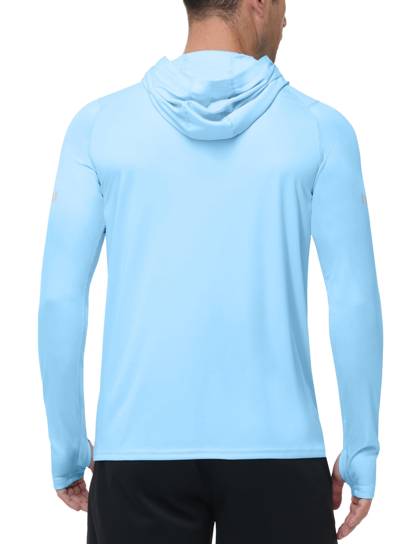 Roadbox Mens UPF 50+ Sun Protection Hoodie, UV Long Sleeve Fishing Shirts, Lightweight Swim Rash Guard for Outdoor Hiking Blue