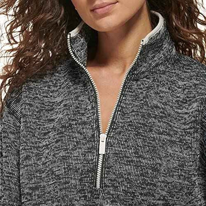 DKNY Women's Half Zip Fleece Sweater with Cinch Waist