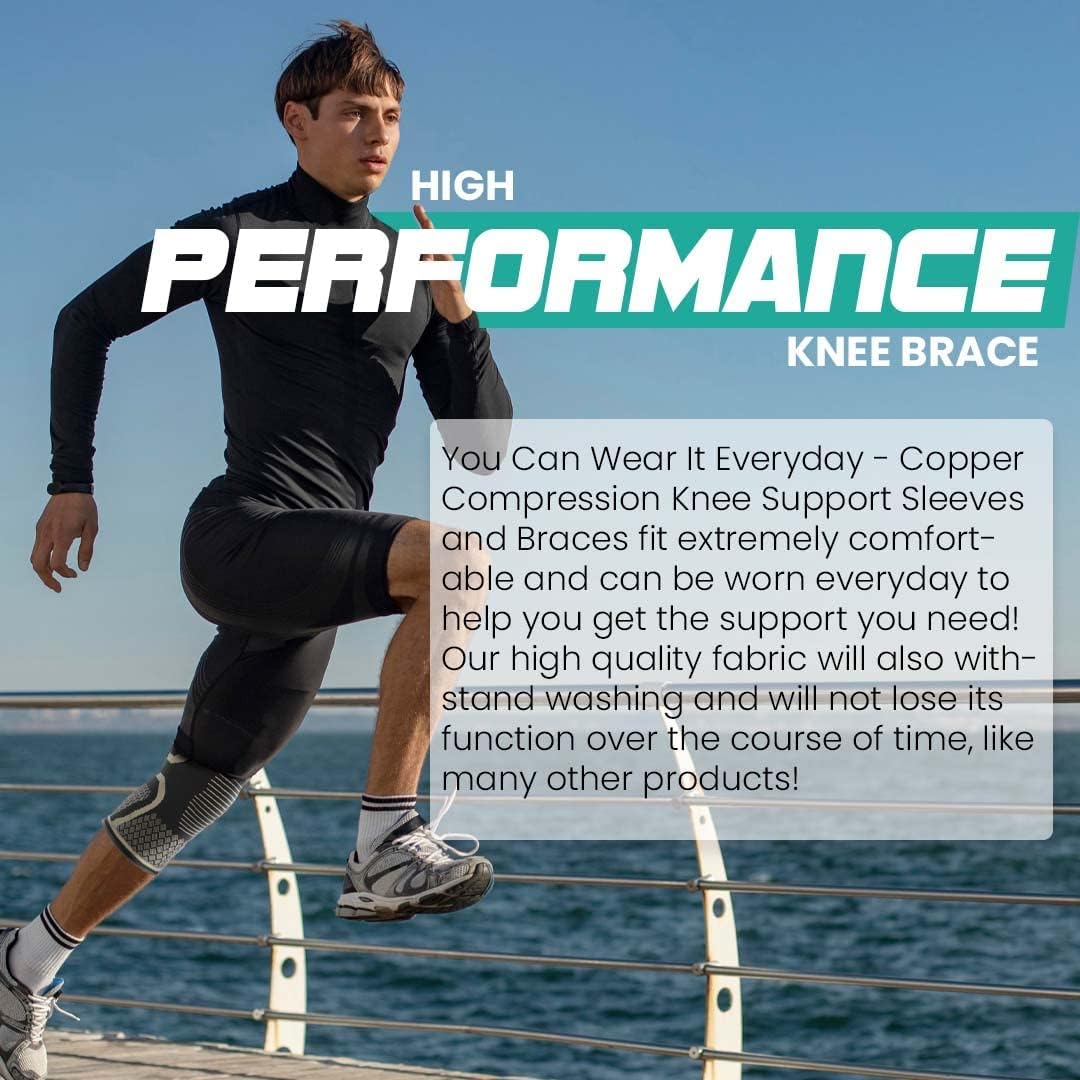 Modvel Compression Knee Brace for Women & Men, 2-Pack Knee Brace for Running Knee Pain, Knee Support Compression Sleeve, Workout Sports Knee Braces for Meniscus Tear, ACL & Arthritis Pain Relief