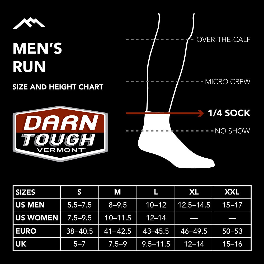 Darn Tough Men's 1/4 Ultra-Lightweight Run Sock (Style 1034) - Eclipse, Large