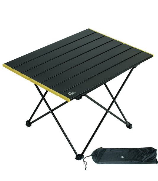 iClimb Ultralight Compact Camping Alu. Folding Table with Carry Bag, Two Size (Black - L)