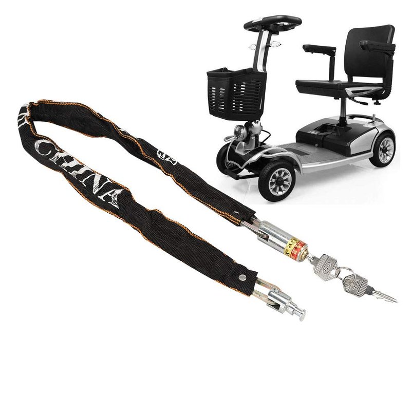Chain Lock, Anti Theft Motorcycle Mobility Scooter Chain Lock with 2 Keys, Bike Lock for Wheelchair Gate Door Fence, 80cm Length