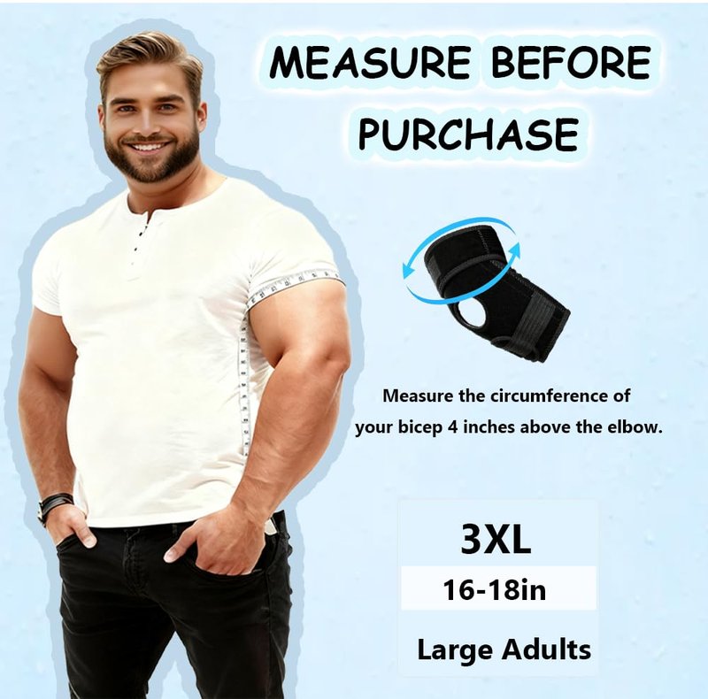 King Mills Plus Size Arm Brace for Tennis Elbow, Ideally Used as Elbow Stabilizer Brace for Relieving Tendonitis, Arthritis, Bursitis, Sprains, and Strains in Tennis, Bowling, and Daily Activities.