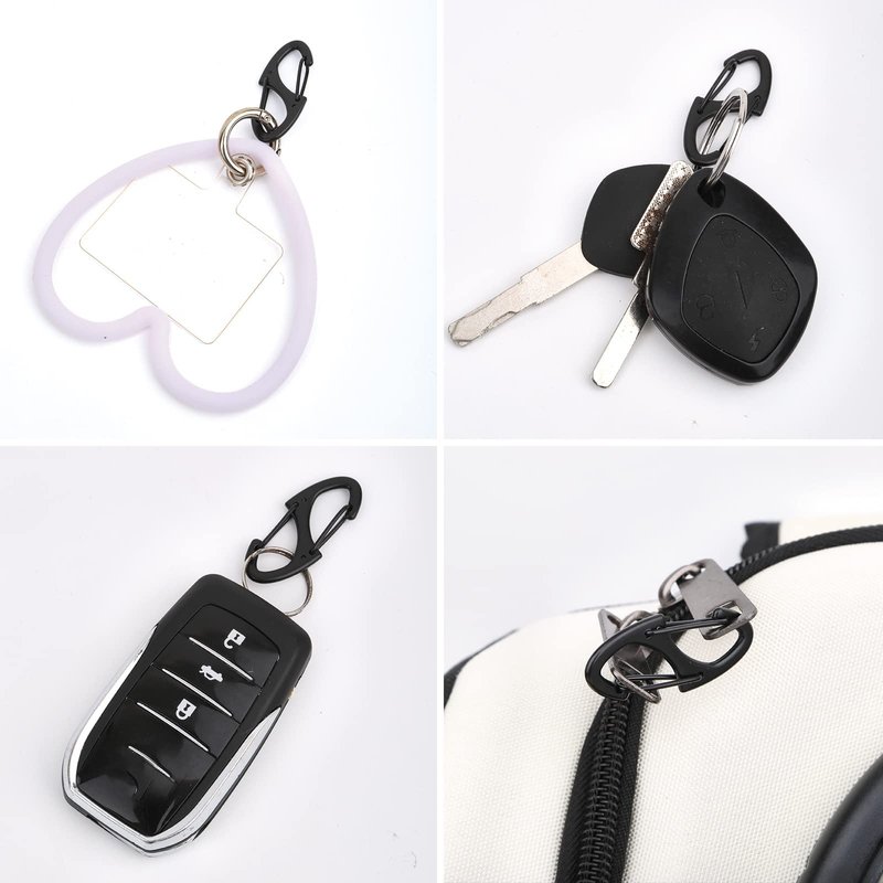 40 Pieces of S Shaped Double Carabiner Keychain – (1.6 Inch) Dual Gate S Binder Carabiner – Ideal for Camping Traveling Fishing (Black)