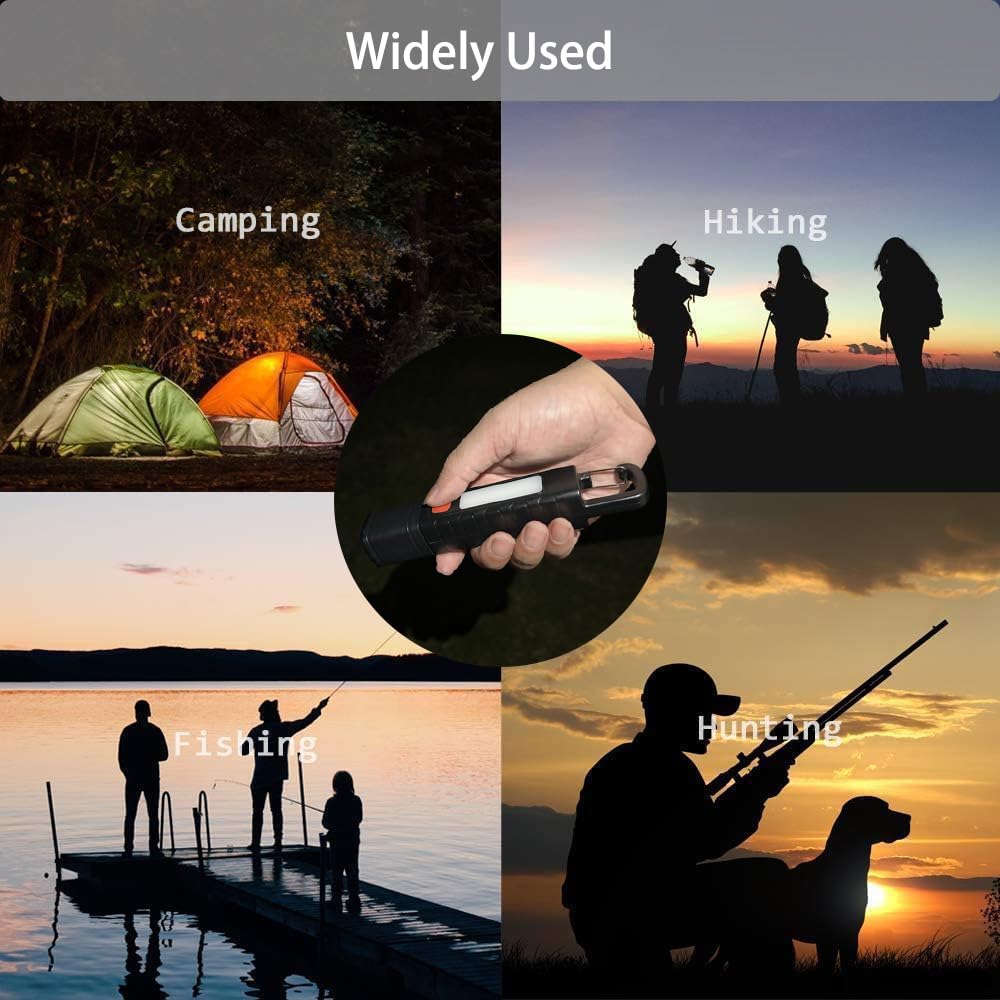 Hilngav 2 Pack Solar Flashlight, Rechargeable Zoomable LED Flashlight, High Lumens Solar Powered Flashlights with Tail Hook Rechargeable Handheld Flashlights for Home Emergency Camping Hiking