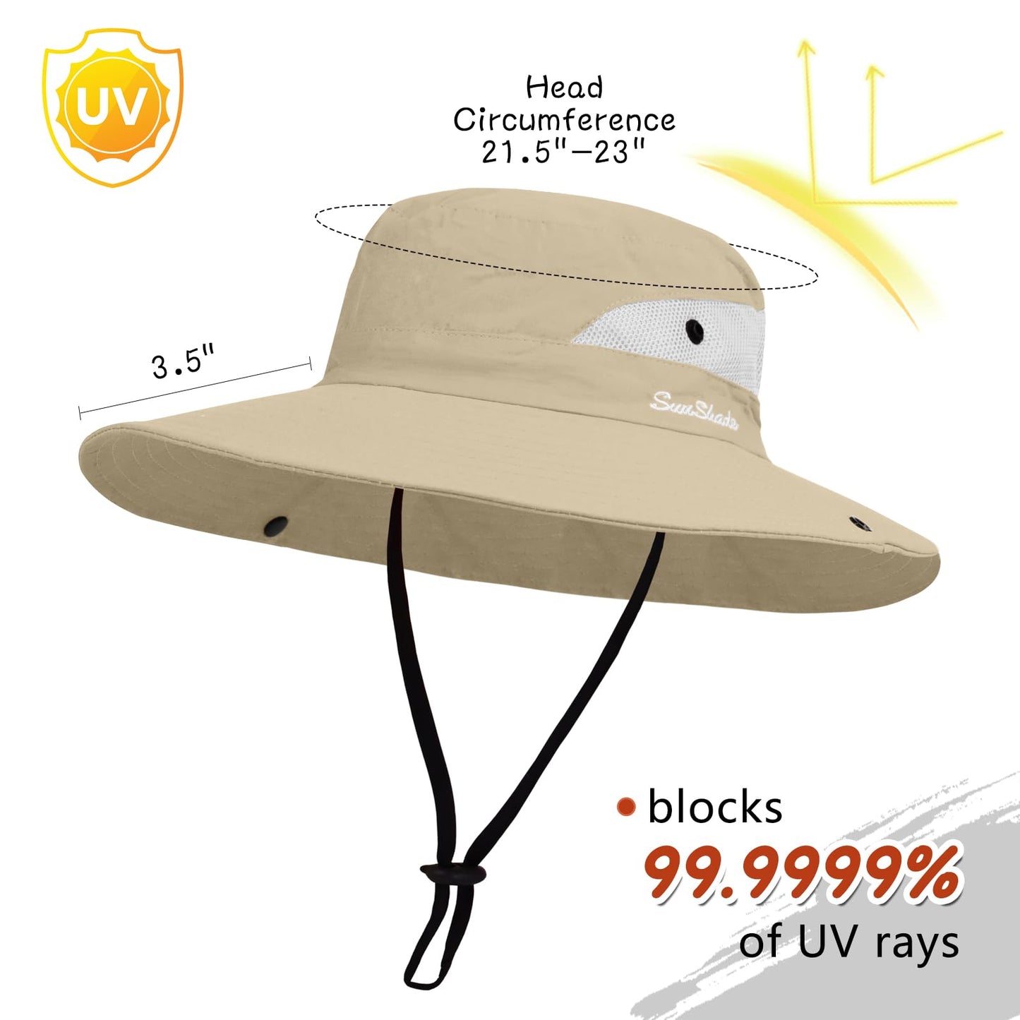 ZOORON Women's Ponytail Safari Sun Hat,Wide Brim UV Protection Bucket Hat