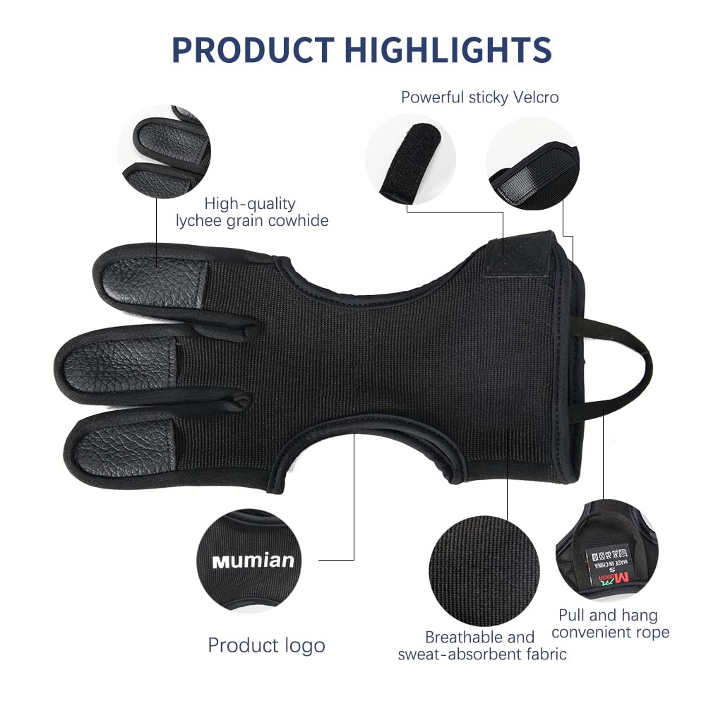 Mumian Archery Glove,Protective Leather Gloves for Recurve Bow and Compound Bow Men and Women,Finger Tab for Hunting Bow with Archery Equipment and Protective Gear Accessories