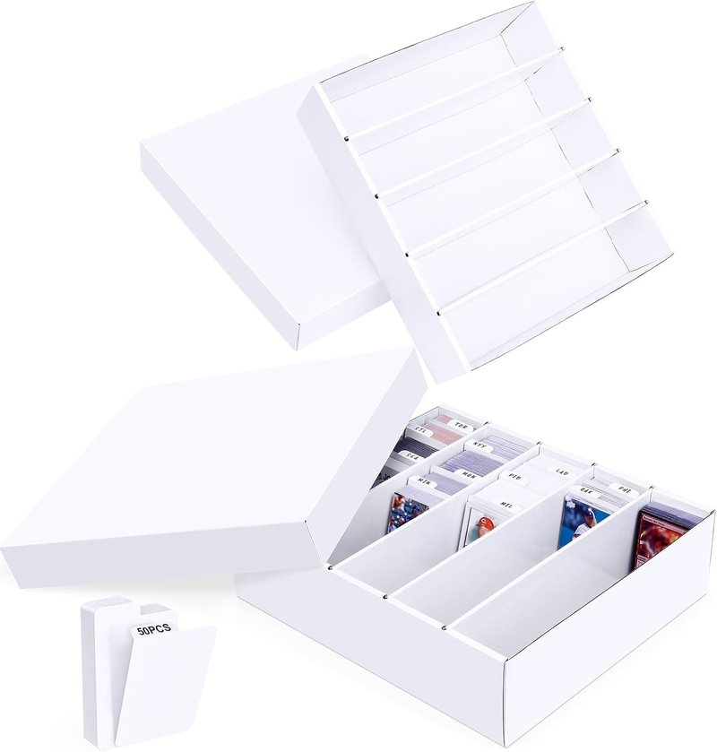 Trading Card Storage Box - 5 Row Cardboard Organizer for MTG, TCG & Sports Cards | 2 Pack