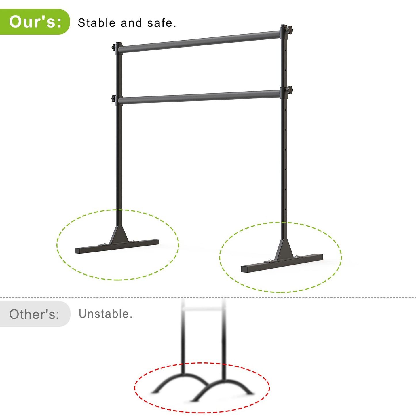 SELEWARE Height Adjustable Ballet Barre Freestanding Ballet Bar Heavy Duty Dance Bar Support Barre Movements Body Stretch Pull-ups, Sturdy Construction Never Fall Apart, Anti-Slip
