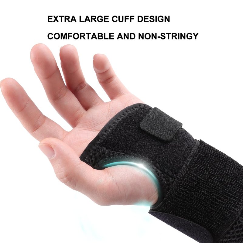 Carpal Tunnel Wrist Brace, Ergonomic Night Support Hand Brace with 1 Rigid Metal Splint and 1 Flexible Plastic Splint for Arthritis & Tendonitis Relief, Hand Splint Stabilizer for Men Women (Right Hand, Gray, Medium)