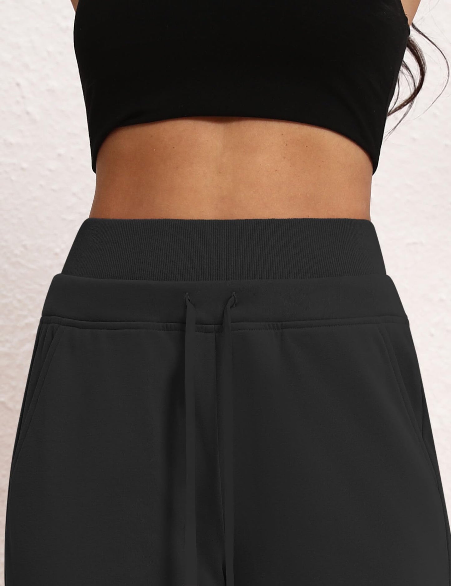 HeSaYep Women's Wide Leg Sweatpants High Waisted Baggy Sweat Pants Drawstring Straight Leg Casual Trousers with Pockets, Black M