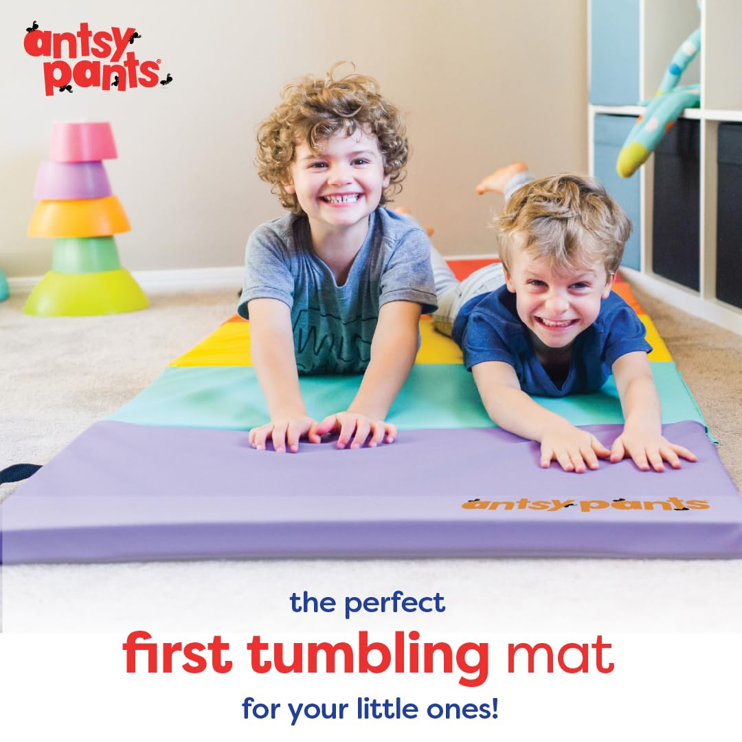 Flybar Tumbling Mat – Gymnastics Mat, Easy to Clean Gym Mat, Sturdy, Foldable Tumbling Mat for Kids, Padded, Lightweight, Portable, Carrying Handle, Gymnastics Equipment for Activity Play, Original