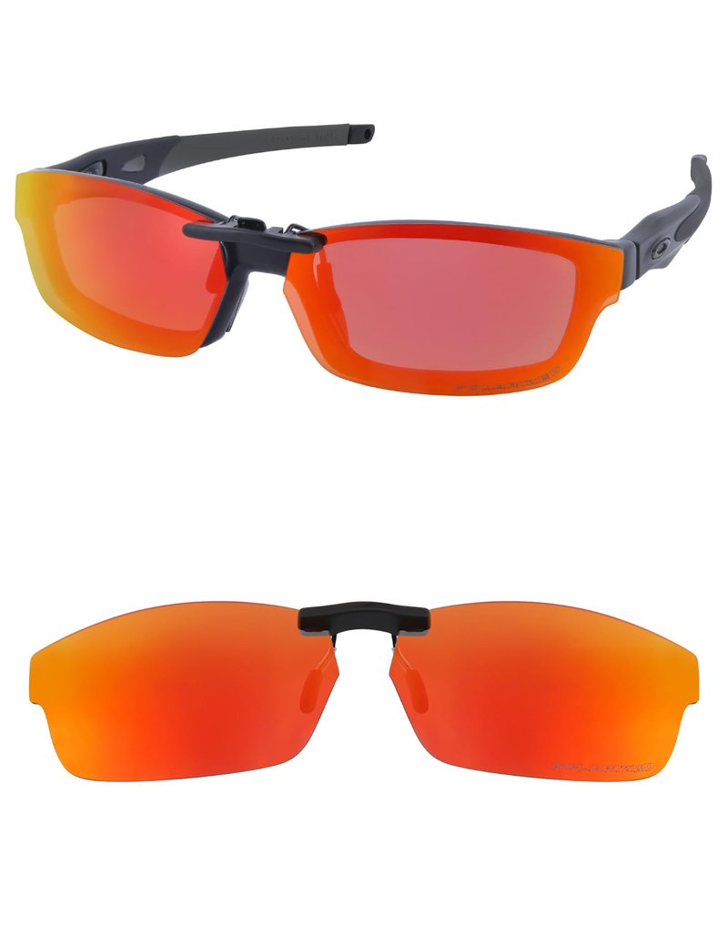 HILEEN Polarized Clip-on Sunglasses for Oakley Crosslink OX8027 53-17 for Men Women UV Protection-Fire Red