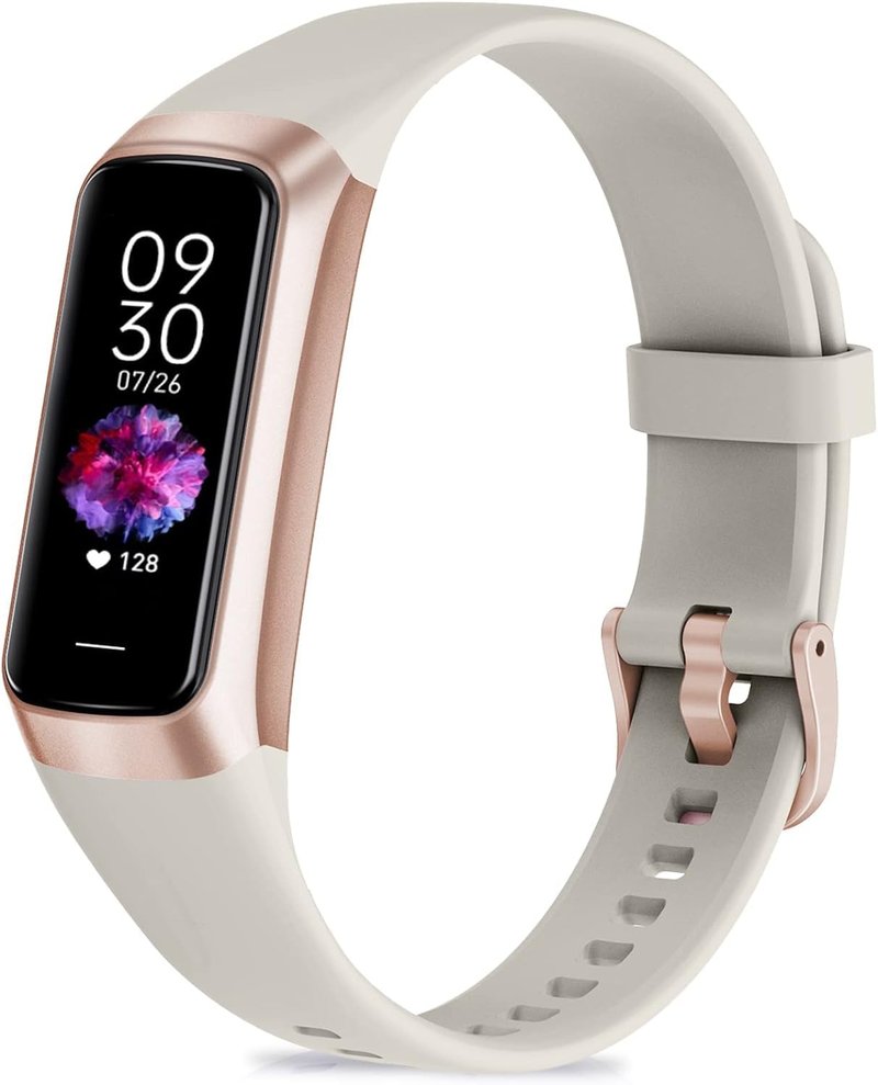 BSLIZHEN Fitness Tracker with 24/7 Blood Oxygen Heart Rate and Sleep Monitor,IP68 Waterproof,1.10''AMOLED Touch Color Screen,Step Counter Health Activity Trackers for Women Men (White)