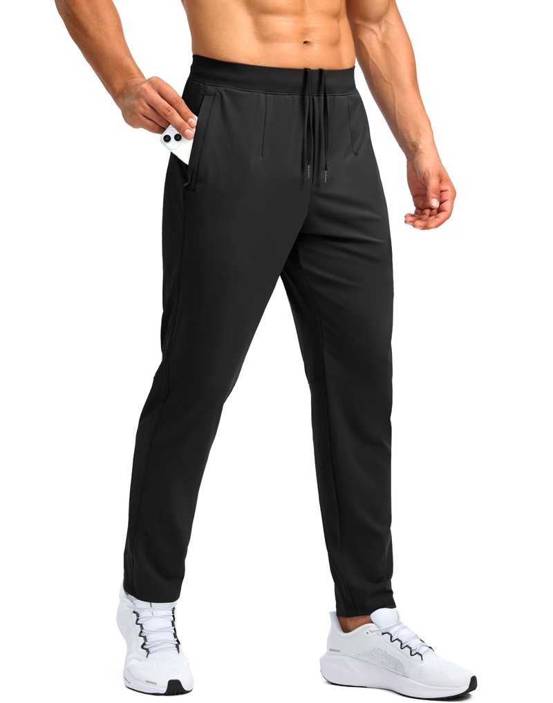 G Gradual 30"/32"/34" Inseam Tall Mens Sweatpants with Zipper Pockets Stretch Golf Workout Pants for Men Casual Athletic(Black,L)