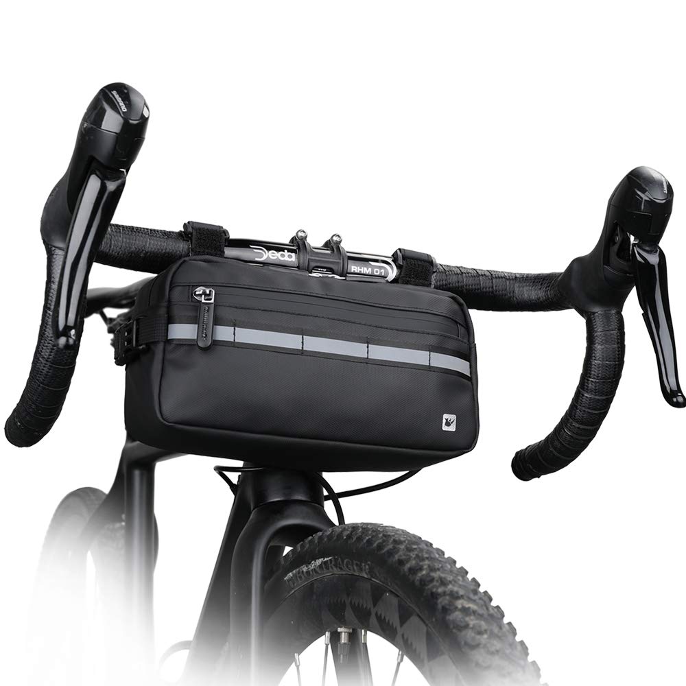 Rhinowalk Bike Bag, Bike Handlebar Bag, WaterproofBike Basket Bicycle Front Bag Shoulder Bag Waist Bag for Sport Bicycle Professional Cycling Accessorie-Black