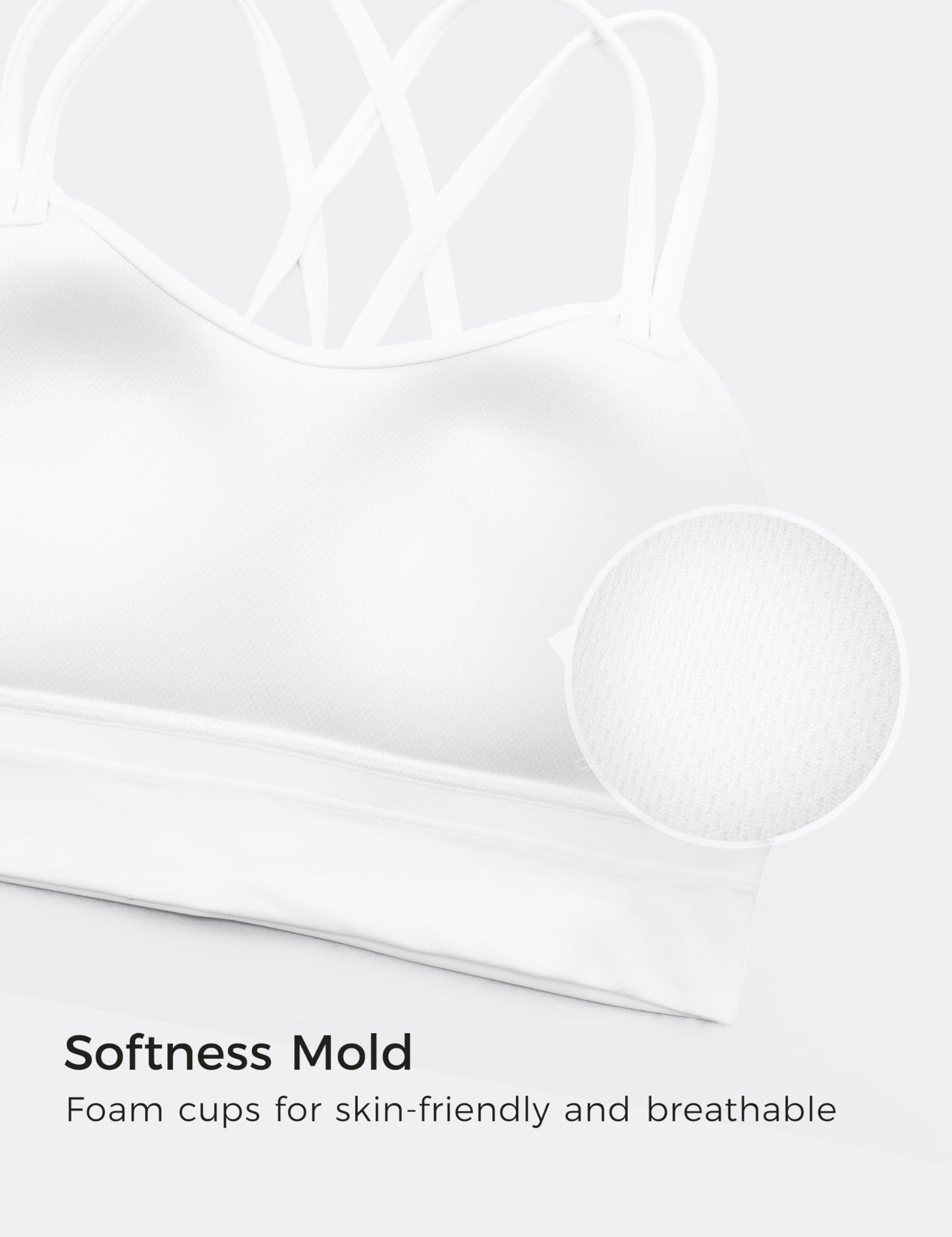CRZ YOGA Softness Mold Butterluxe Strappy Longline Sports Bras for Women - Double Spaghetti Strap Workout Yoga Crop Top White Medium