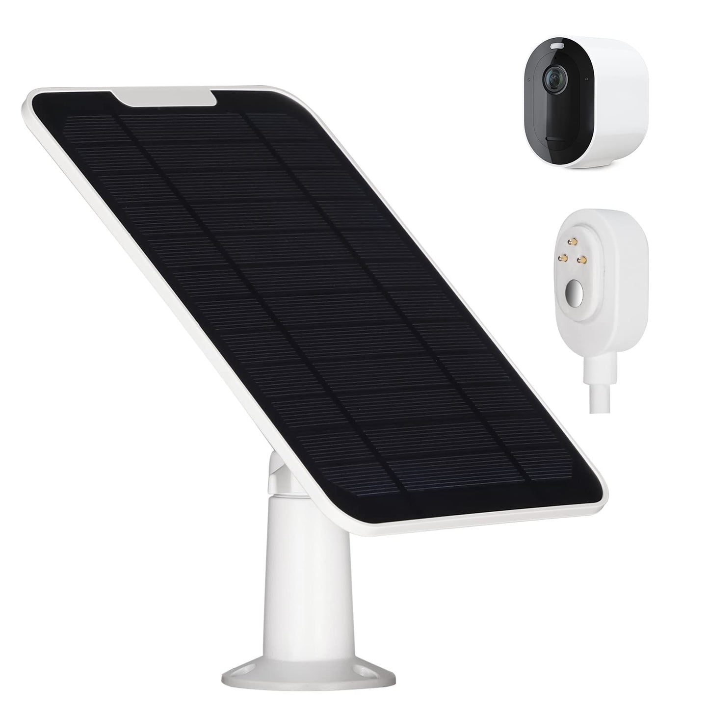 Upgrade 5W Solar Panel Charging Compatible with Arlo Pro 3/Pro 4/Pro 5S/Ultra/Ultra 2/Go 2 Continuous Power Supply IP65 Weatherproof with 9.8ft Charging Cable and Adjustable Wall Mount 1Pack
