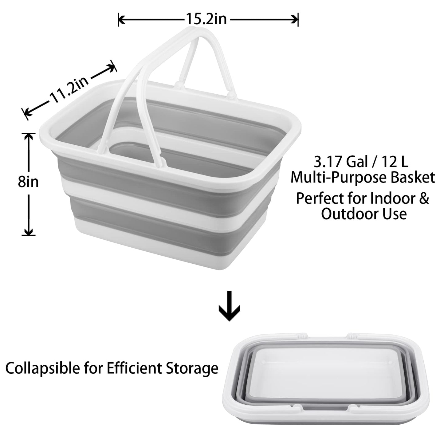 Collapsible Sink with 3.17 Gal / 12L Each, Larger Wash Basin for Washing Dishes, Camping, Hiking and Home