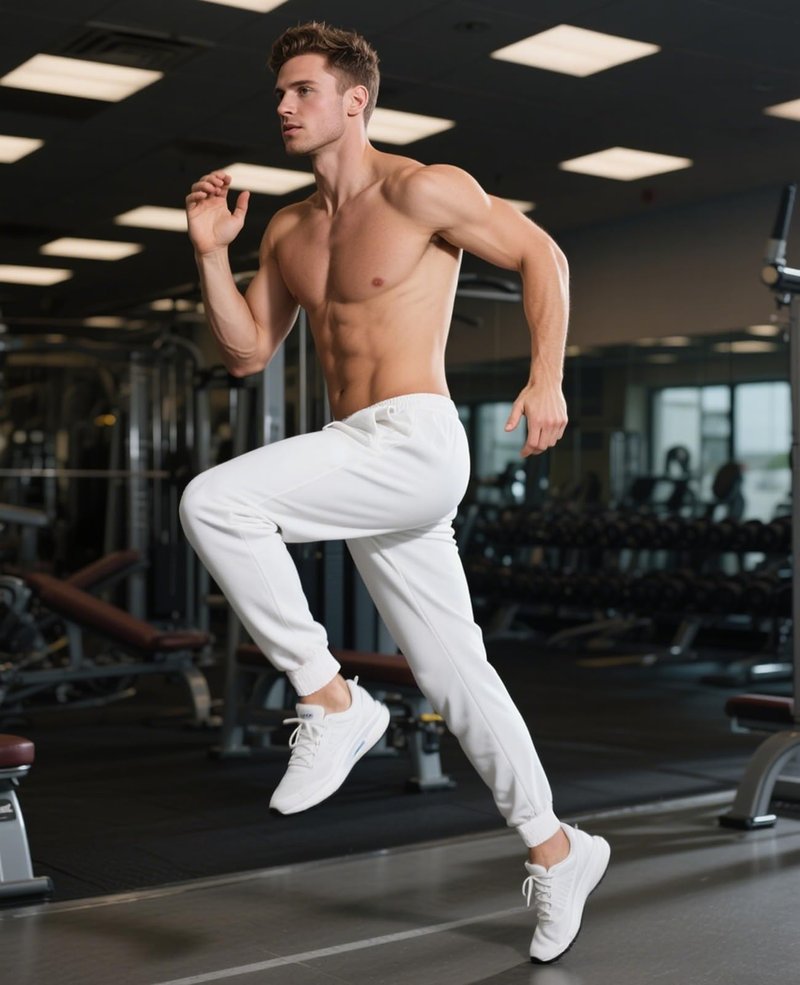 LUYIJIESHENG Mens White Sweatpants Fleece Athletic Joggers for Men with Pockets Loose fit Moisture Wicking Athletic Pants for Running S