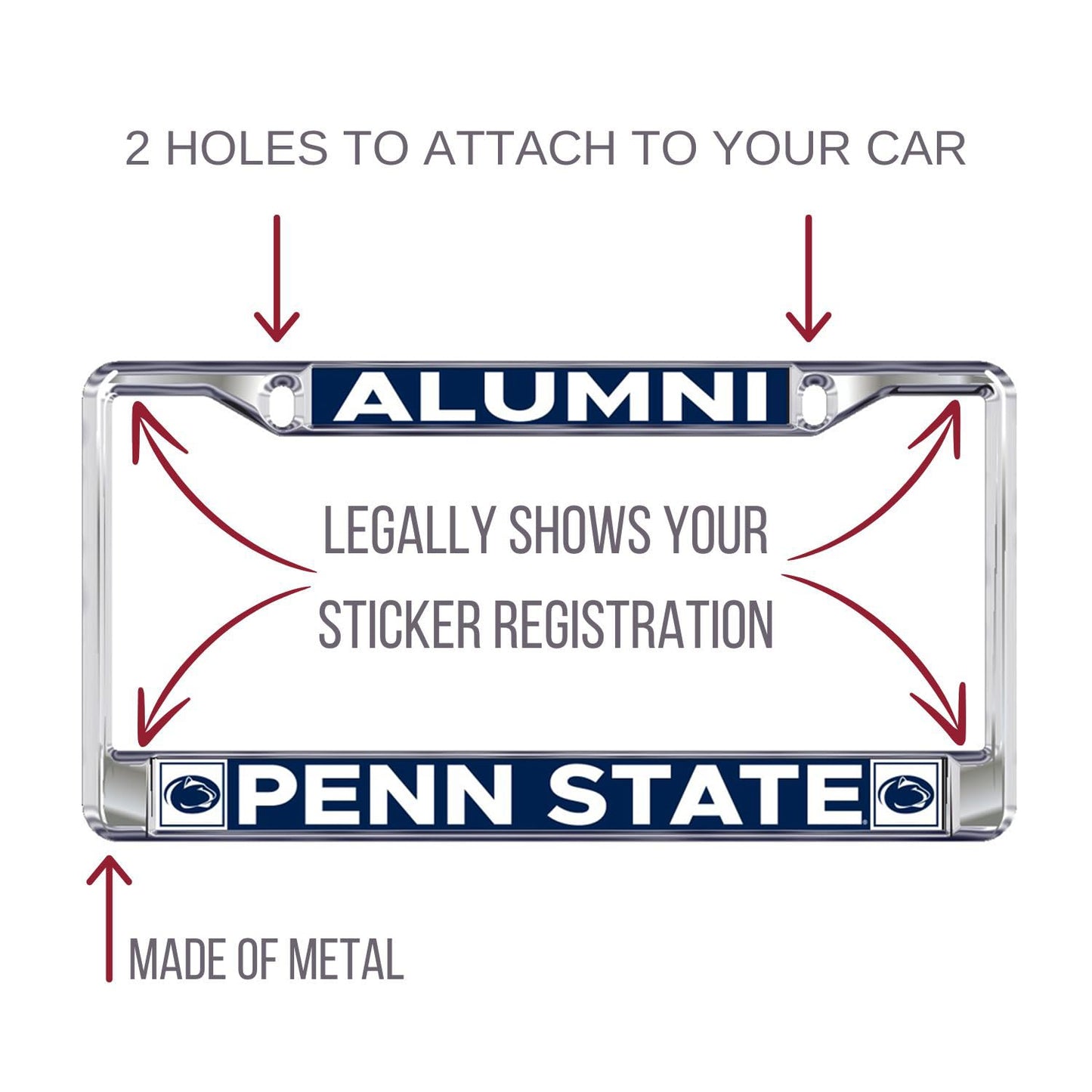 Decorvo Penn State Alumni License Plate Frame - Penn State Nittany Lions Car Truck Accessory