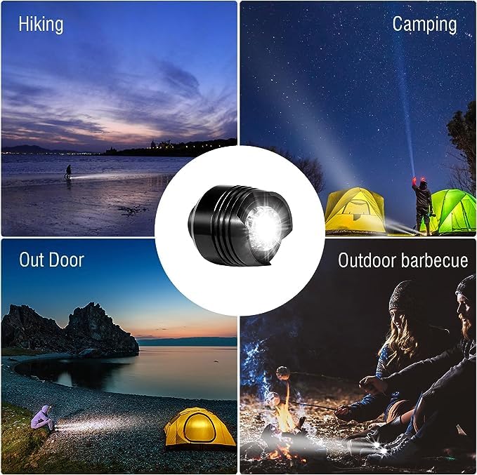 2 Pcs Metal Rechargable Headlights for Crock, Outdoor Waterproof LED Flashlight for Shoes, Clip on Crock Light Attachment Charm, Accessories for Camping, Cycling, Walking, 3 Light Modes, Last 72 Hours