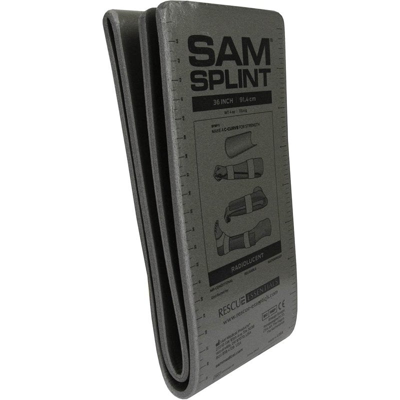 SAM Medical SAM Splint Flat Fold 36" x 4.25" - Moldable Aluminum Foam Splint for Fractures, Sprains & Strains, Charcoal Gray - 1 Count