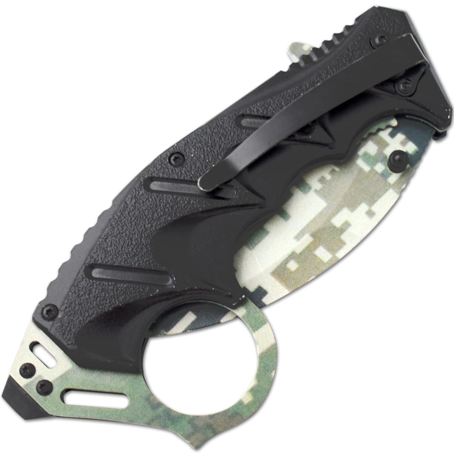 Snake Eye Tactical Everyday Carry Spring Assist Style Folding Pocket Knife EDC (Green Camo)