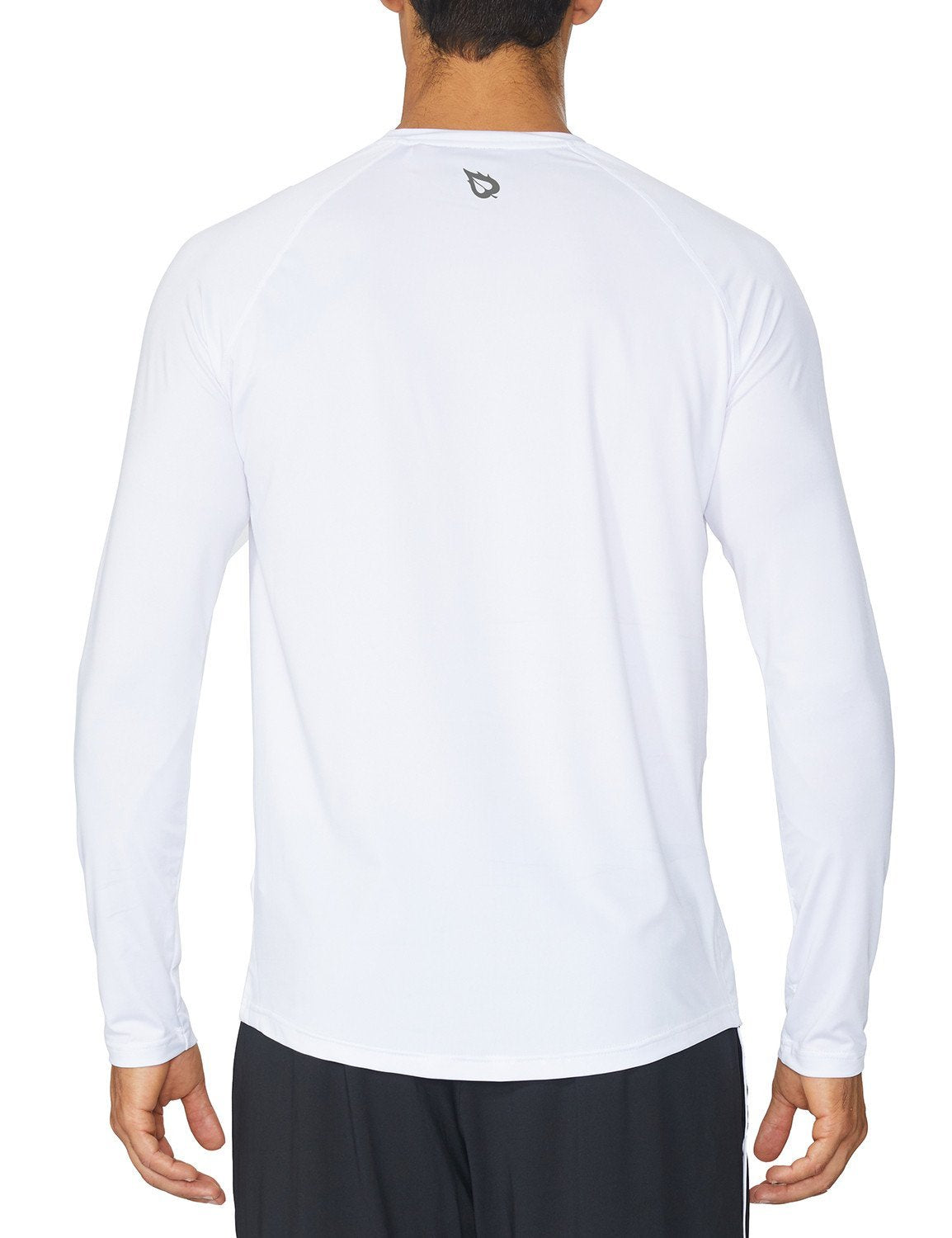 baleaf Men's Long Sleeve Running Shirts Quick Dry Rash Guard Tops White L