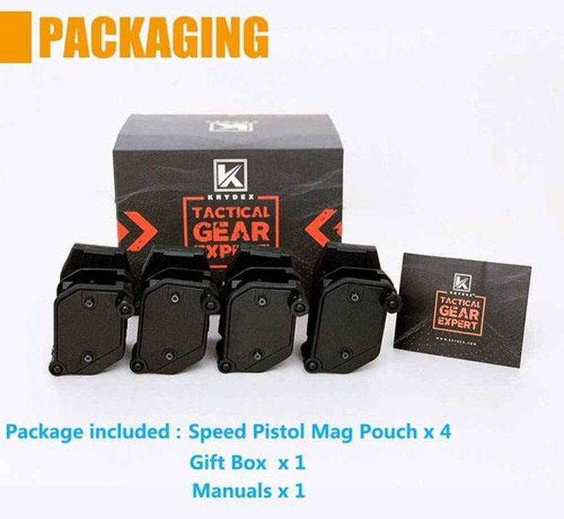 KRYDEX IPSC USPSA IDPA Competition Shooting Multi-Angle Adjustment Speed Shooter's Pistol Magazine Pouch Mag Holster Holder (BK 4 Pcs)