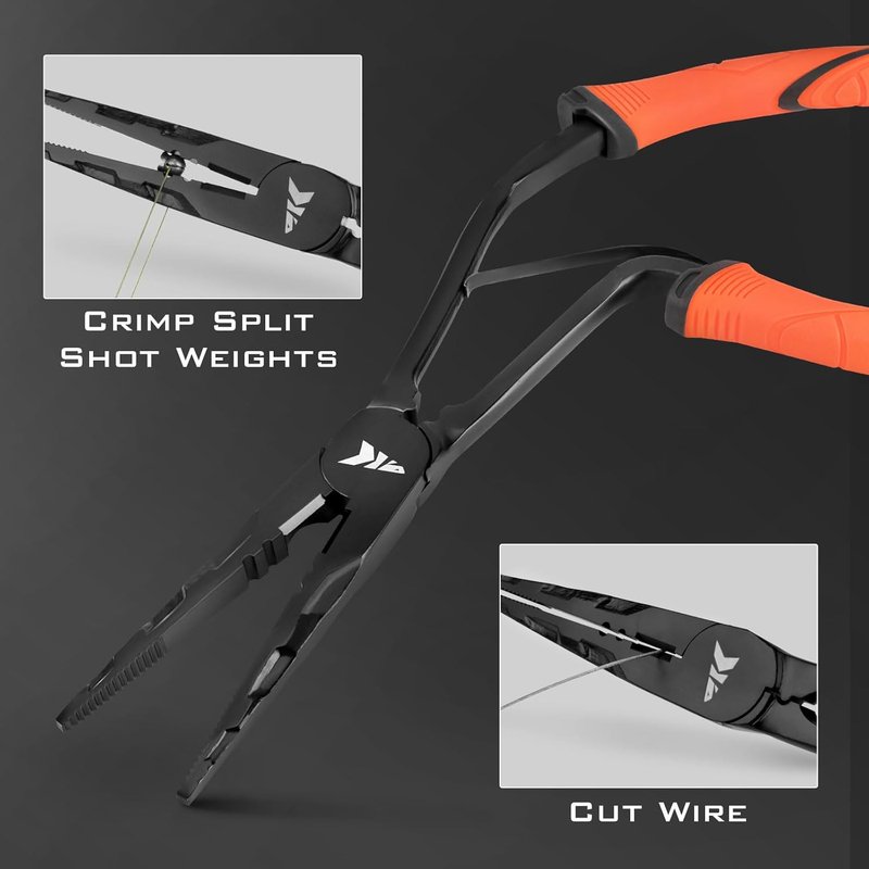 KastKing Fishing Pliers - Angled Fish Lip Gripper | Saltwater Resistant 420 Stainless Steel, Ergonomic Handle