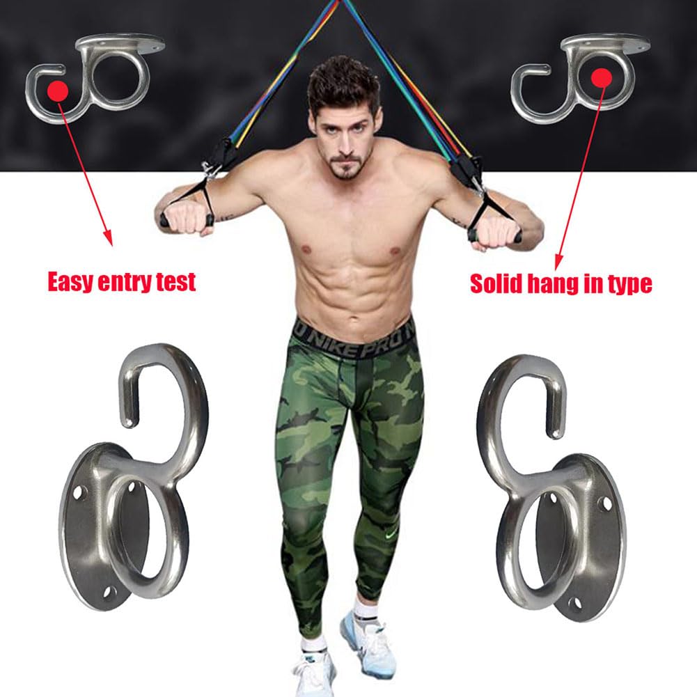 Qinwuwu2Pcs Heavy Duty Fitness Workout Resistance Band Wall Anchor Fitness Wall Mounting Anchor Training Physical Exercises in Home Gyms Ceiling Mounted Hook Exercise Station for Body Weight Straps