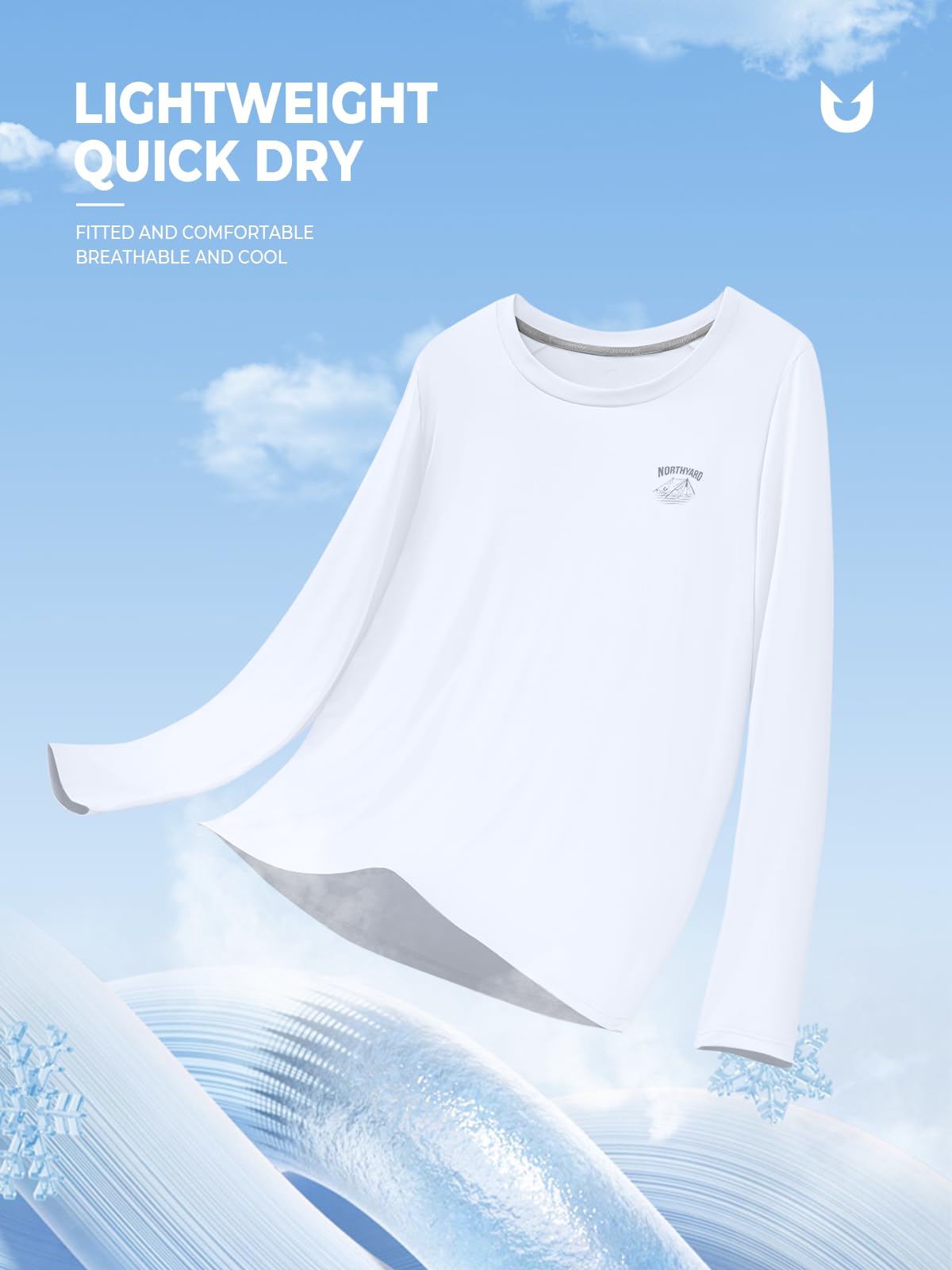NORTHYARD Men's UPF 50+ Sun Protection Shirts Long Sleeve Fishing Rash Guard UV SPF Outdoor Hiking Swimming T-Shirt Quick Dry White L