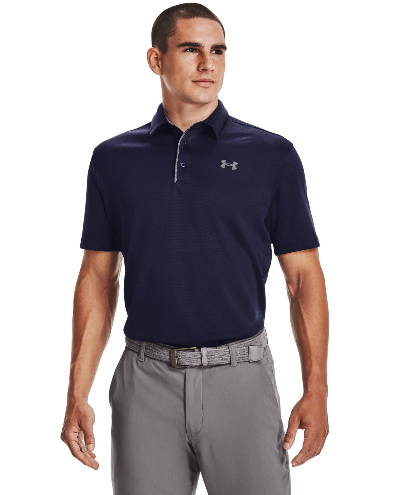 Under Armour Men's Tech Golf Polo, Midnight Navy (410)/Graphite, Medium Tall
