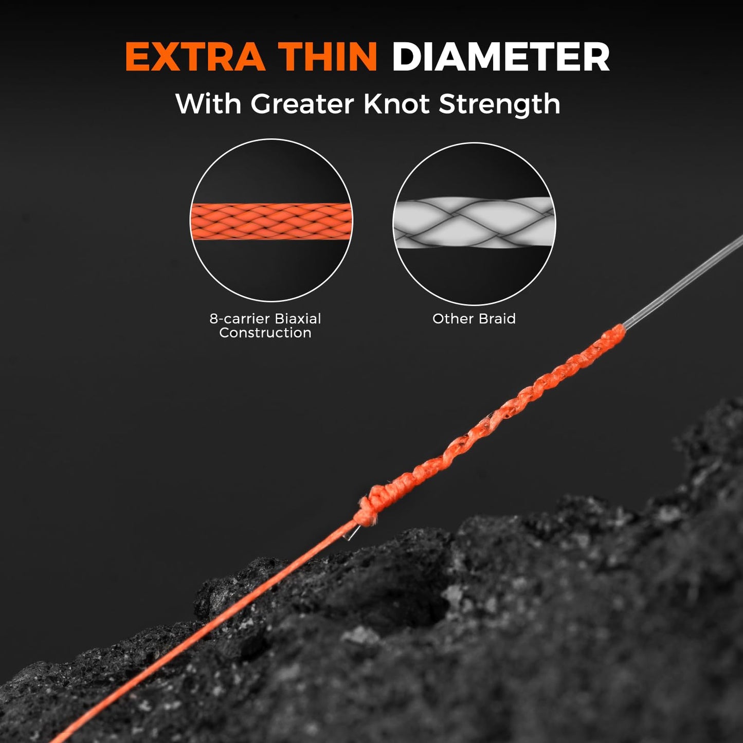 KastKing Destron Braided Fishing Line, Orange, 8 Stands, 15LB, 300Yds