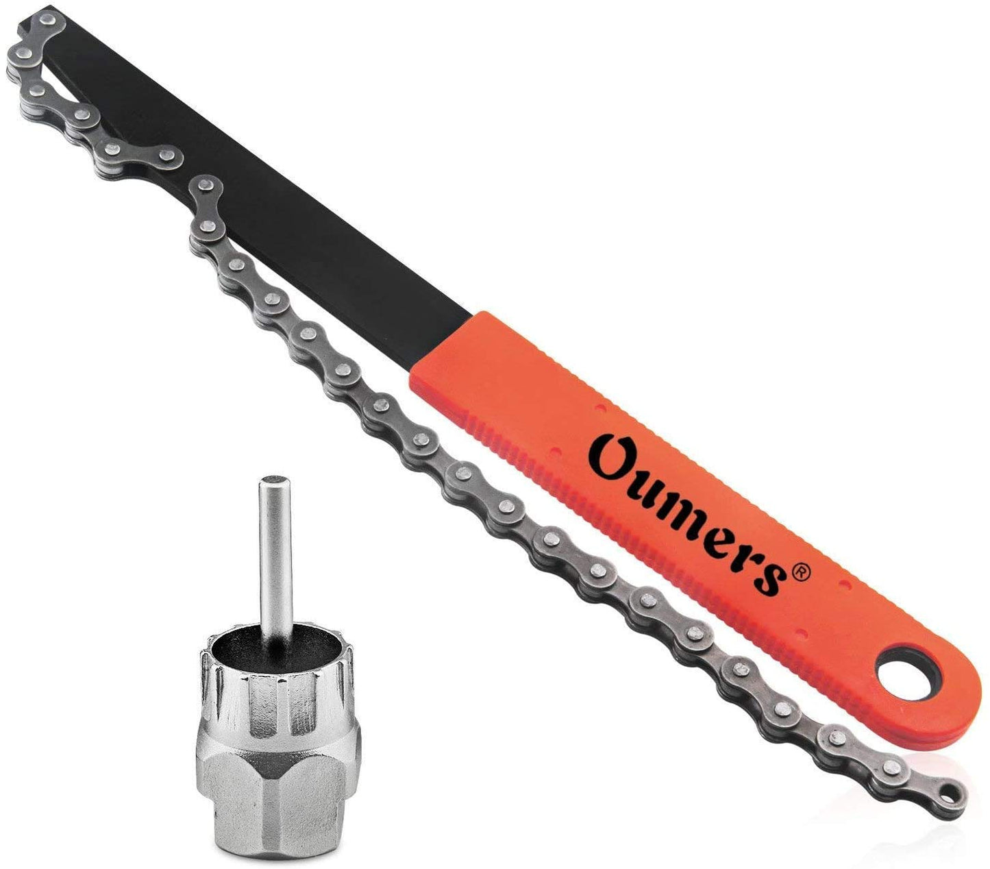 Oumers Bike Cassette Removal Tool, Cassette Freewheel Removal Tool with Chain Whip and Auxiliary Wrench Bicycle Cassette Lock Ring Extractor, Freewheel Remover Wrench Sprocket Remover