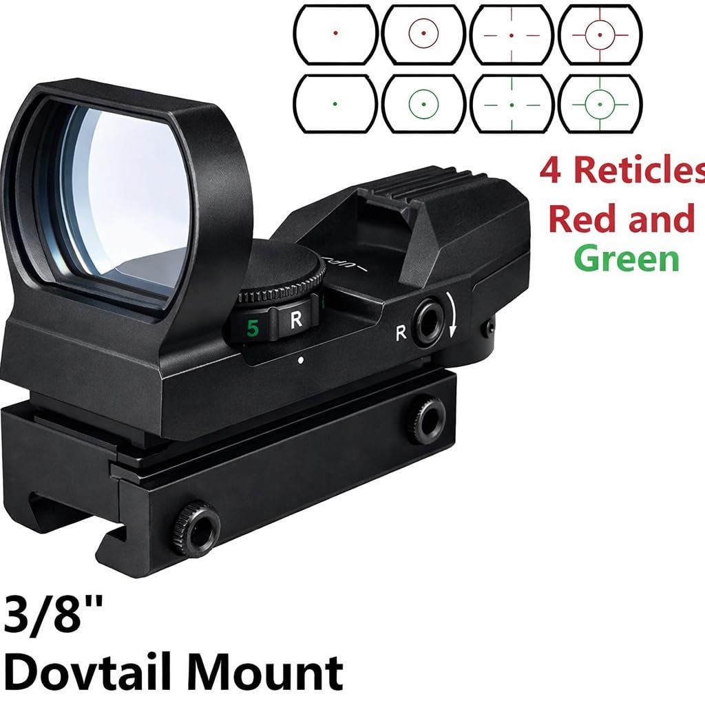 GOTICAL Red and Green Reflex Sight with 4 Reticles, 3/8" Dovetail Mount for Airgun Airsoft and .22 Rifle