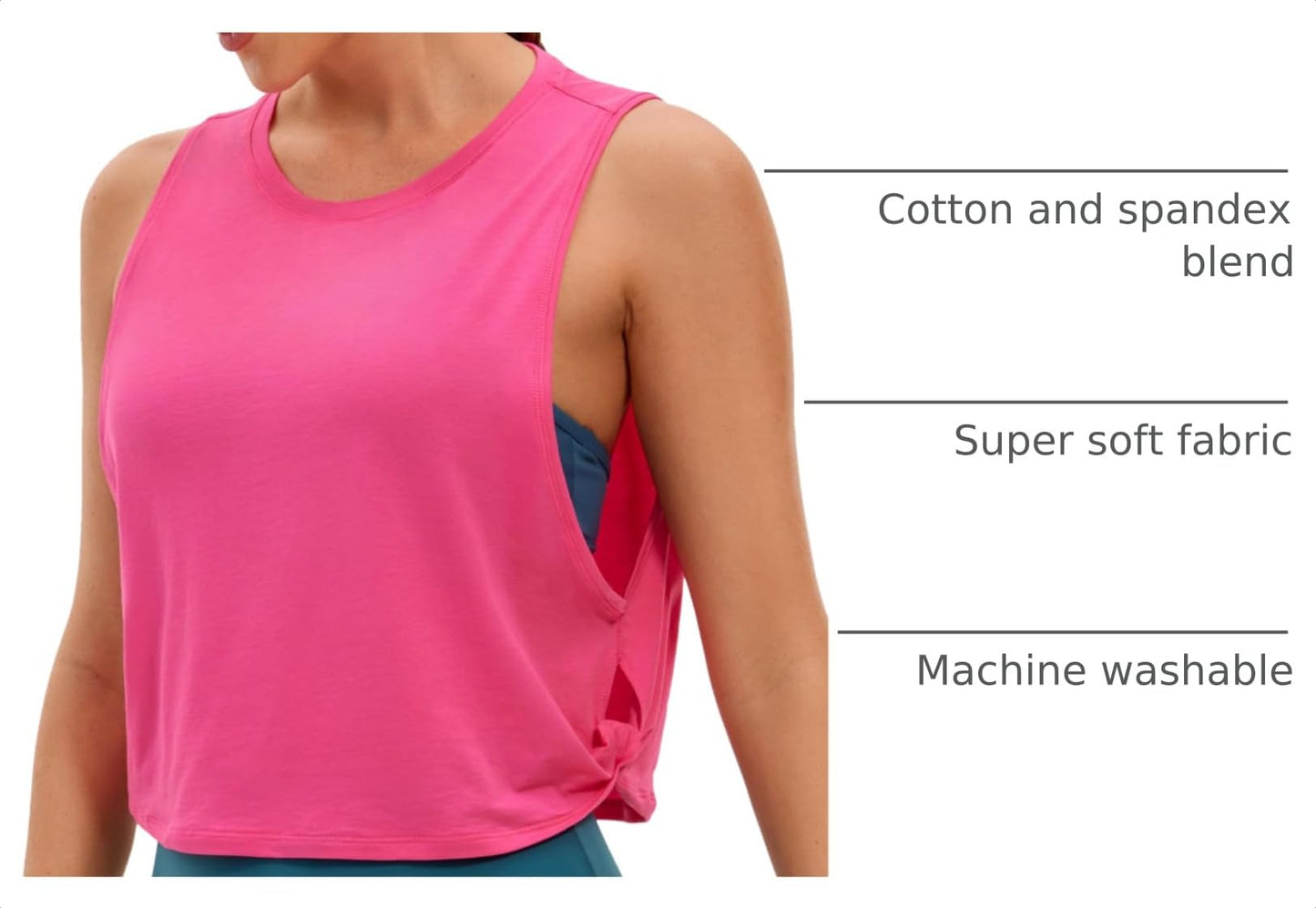CRZ YOGA Pima Cotton Dropped Armhole Tank Sonic Pink Small