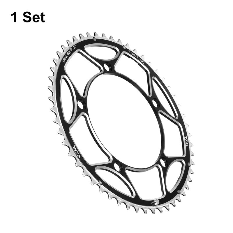 HARFINGTON 130BCD Bike Chainring 53T Round Narrow Wide Single Aluminum Chainring Chainwheel for Road Bike Bicycle 9/10/11 Speed Chains
