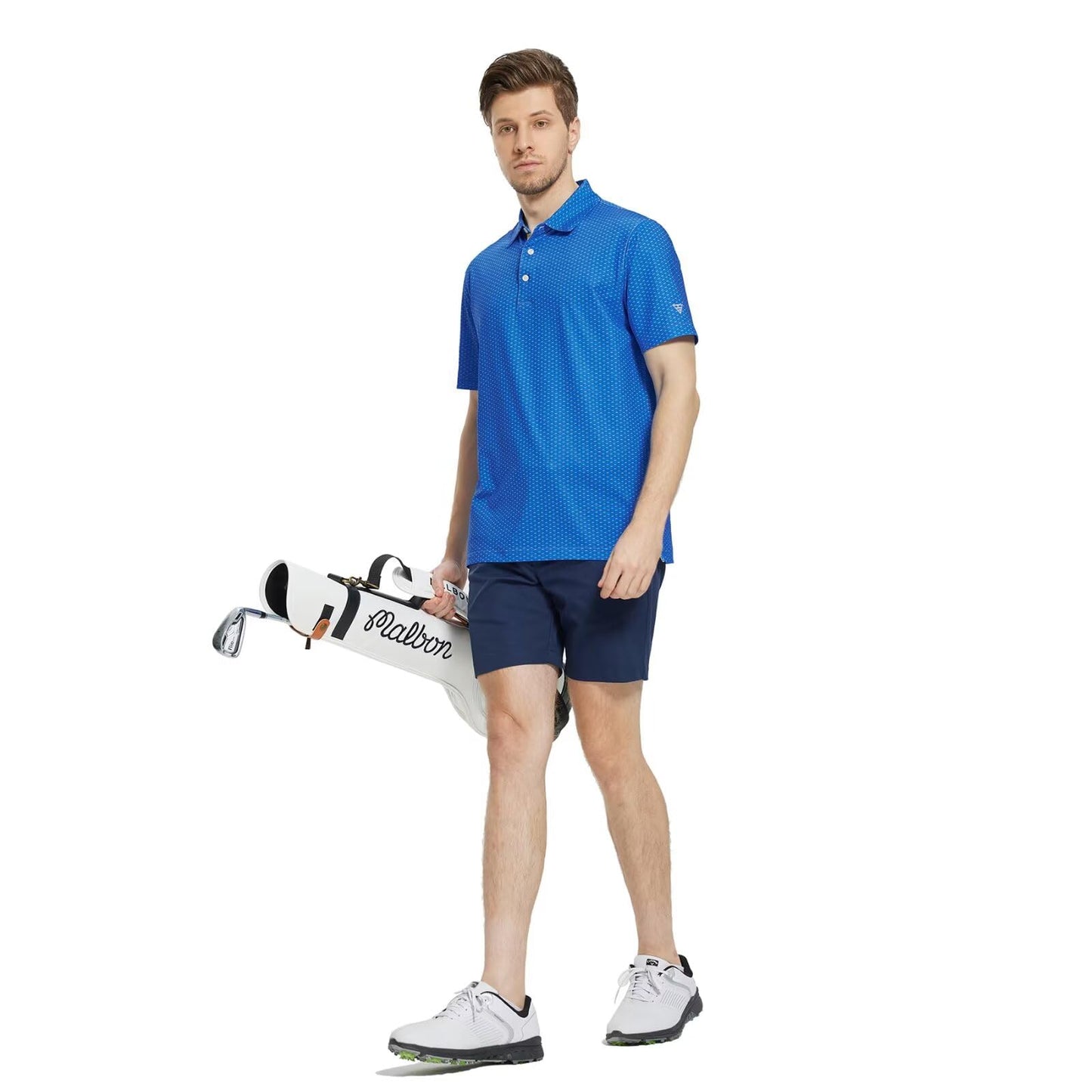 M MAELREG Mens Golf Shirt Short Sleeve Dry Fit Print Moisture Wicking Performance Patterns Collared Polo Shirt