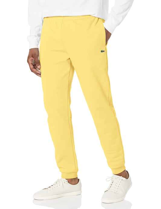 Lacoste Men's Solid Fleece Jogger, Yellow, Large