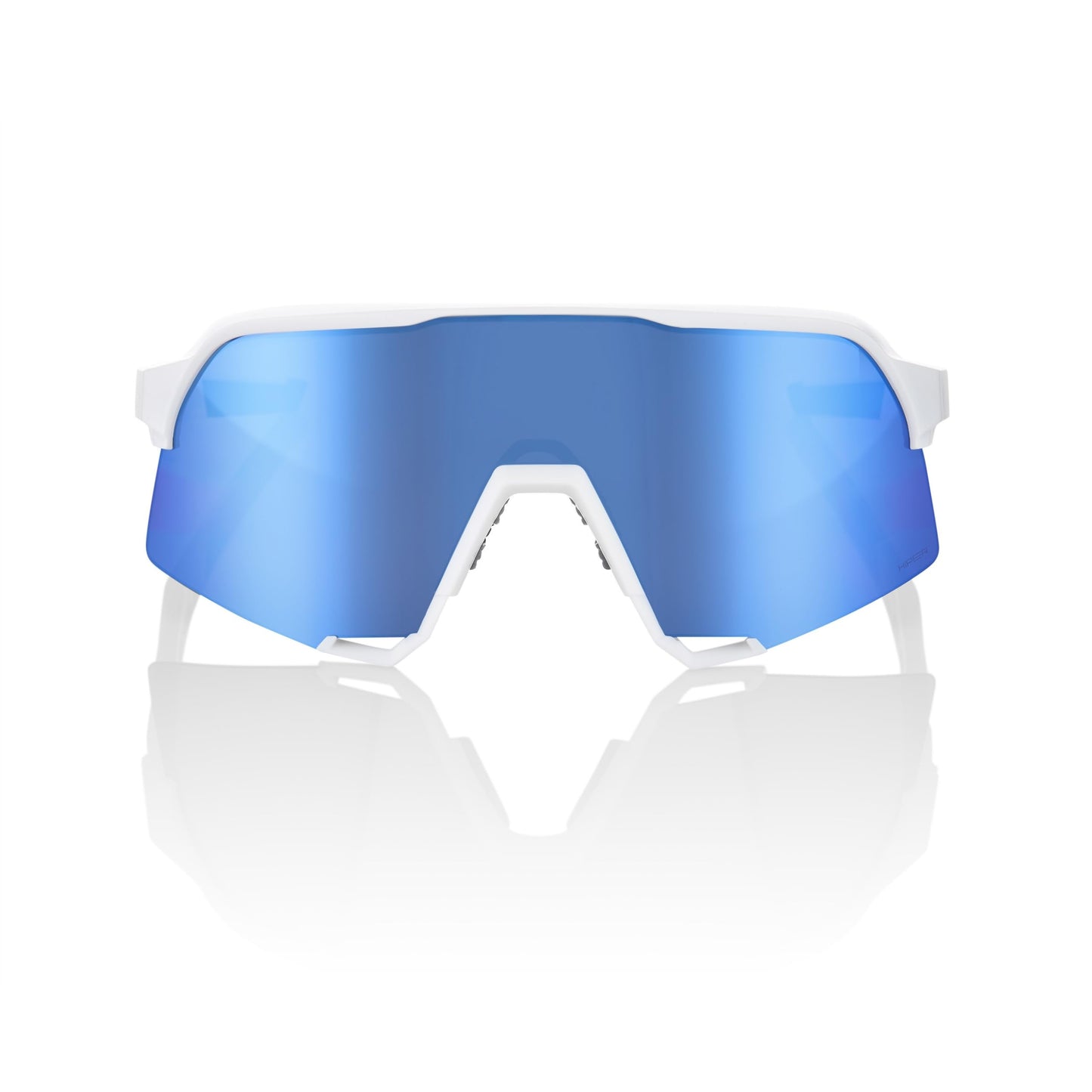 100% S3 Sport Performance Cycling Sunglasses (Matte White - HiPER Blue Multilayer Mirror Lens)