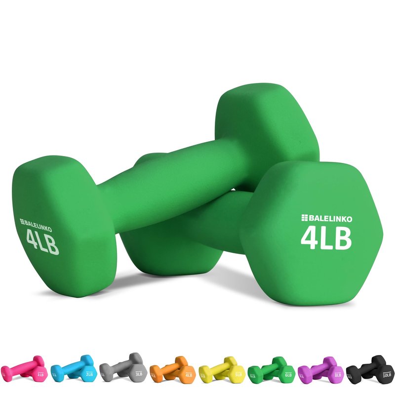 Balelinko Home Gym Equipment Workouts Strength Training Weight Loss Pilates Weights Yoga Sets Weights for Women, Men, Seniors and Youth, 4LB Green, Pair