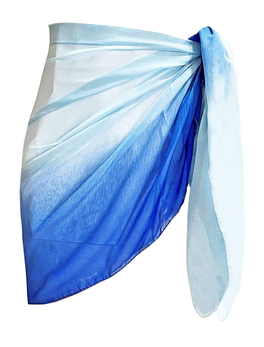 Block Garden Women's Short Sarong Wrap Skirt Chiffon Swimsuit Cover up Beach Pareo Wraps (X - A Ombre Blue)