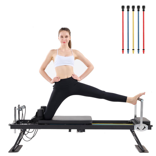 Pilates Reformer Home Indoor Workout Machine，Foldable Pilates Reformer Equipment for Home Gym Cardio Fitness -Up to 250 lbs Weight Capacity-Personal Indoor Sport Apparatus-Birthday Gift Anniversary