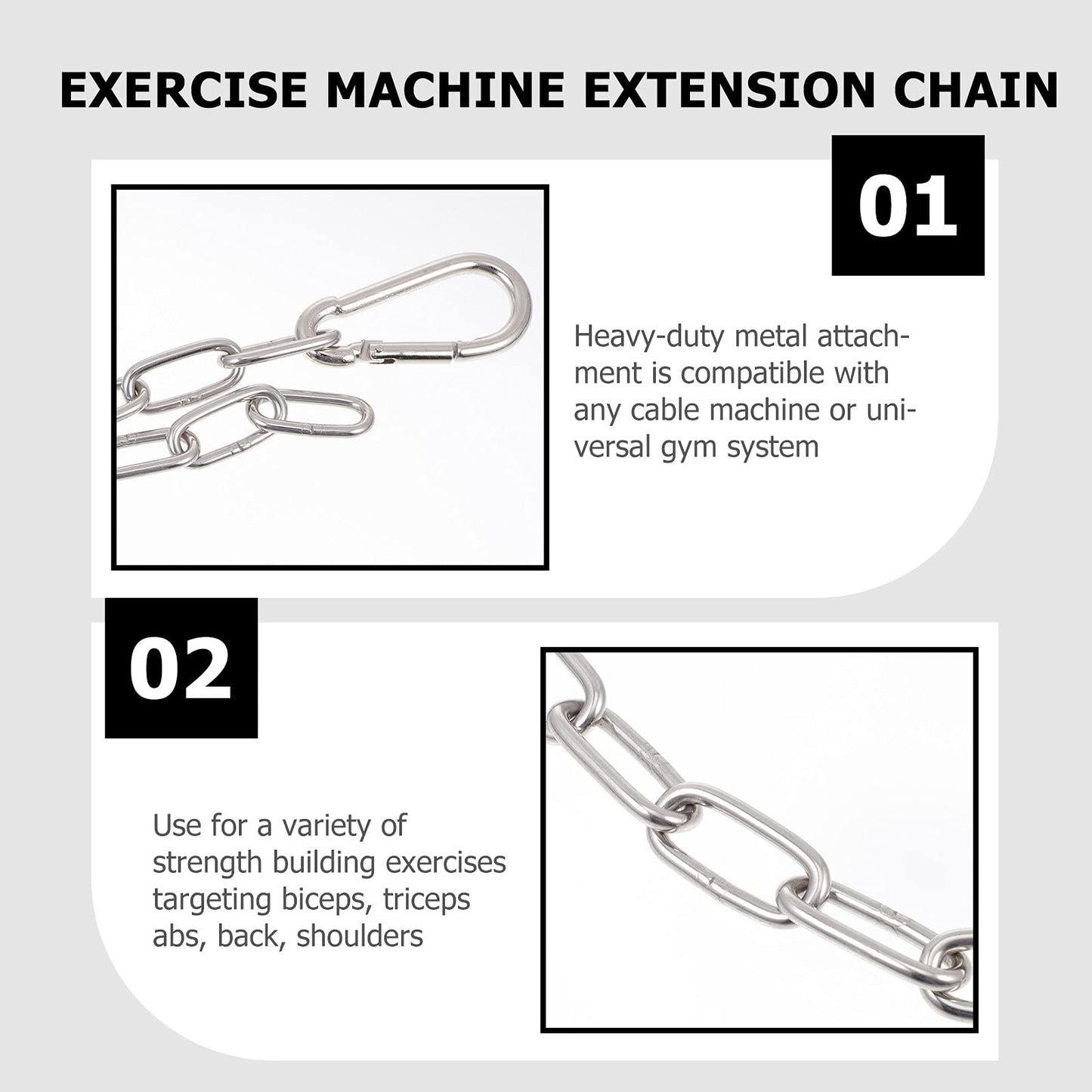 Veemoon 1pc Extension Chain Extension Cable Wrist Trainer Workout Belt Dual Grip Tricep Chain Pulldown Bar Attachment Gym Extension Chain Chain for Exercise Triceps Extensive Chain Fitness