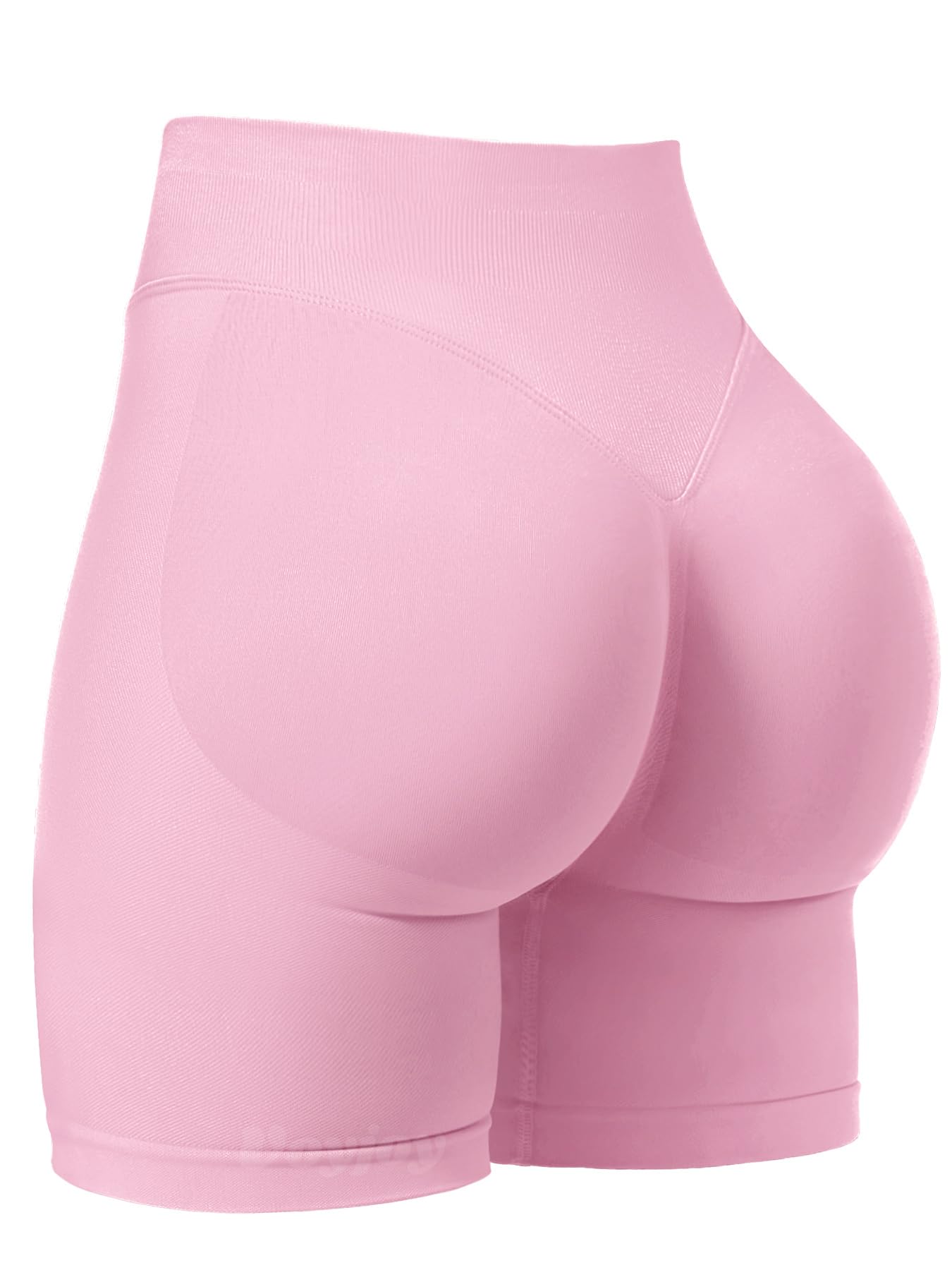 VOYJOY Women Workout Impact Shorts 2.5"/ 3.6"/ 4.5"/ 6" Scrunch Butt Lifting Gym Seamless Booty Biker Shorts Pink